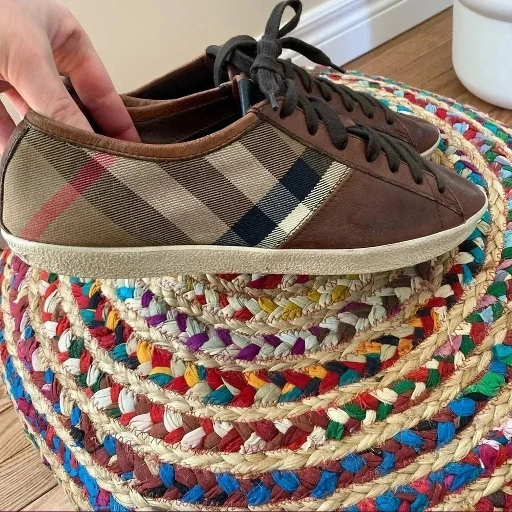 Burberry Nova Canvas Cognac  Leather Sneakers